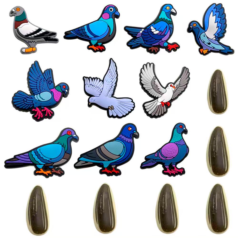 Pigeon Flower Charms for Crocs: DIY Soft PVC Rubber Shoe Accessories & Decorative Buckles