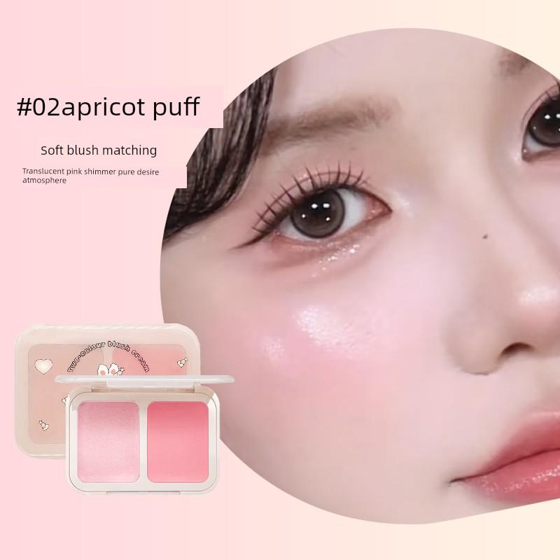 Summer New Blush Mud Dual-Color Water-Gloss Natural Nude Makeup Korean Makeup Ins Brightening Contouring Cream Pink and Natural