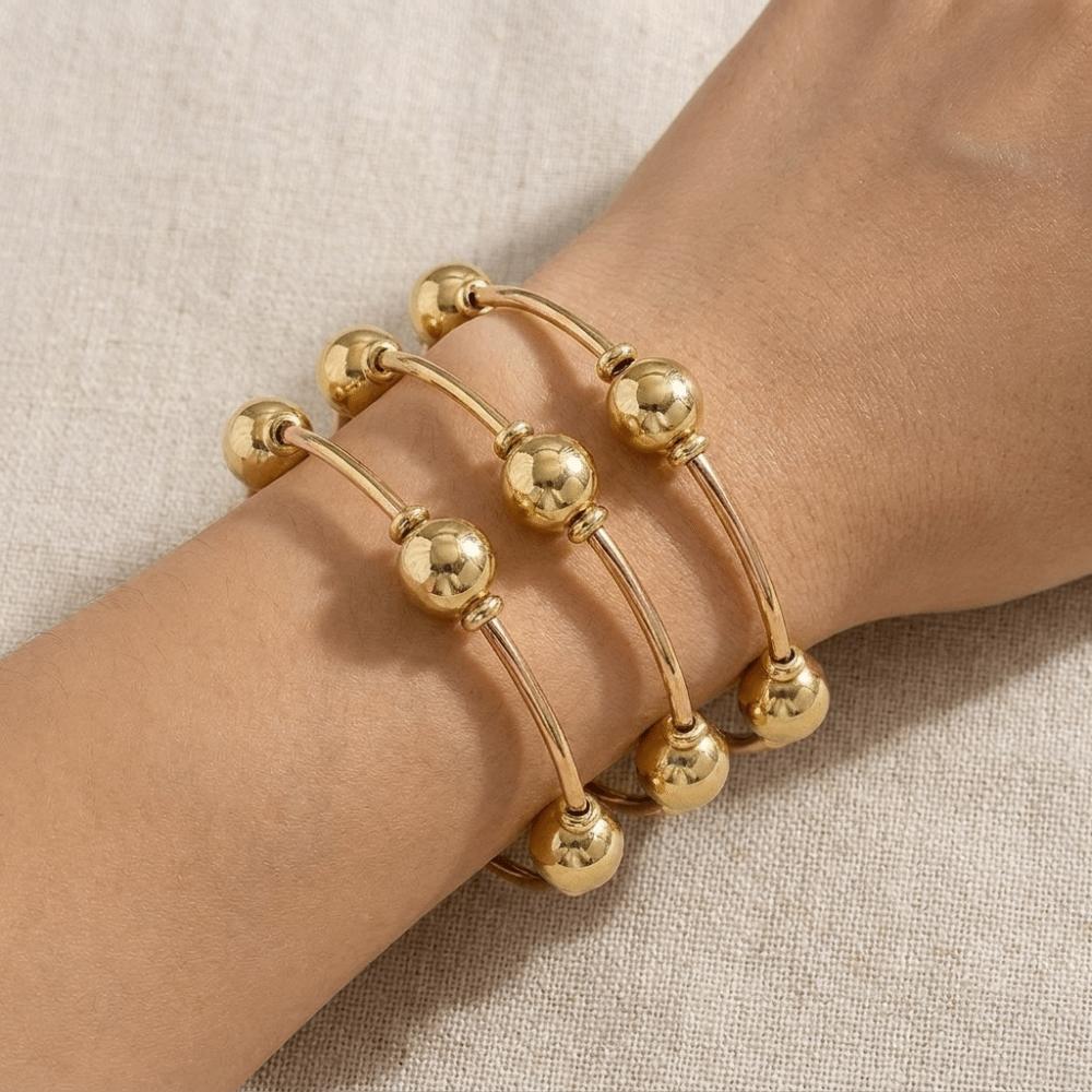 3Pcs/Set Elastic Beaded Bracelet Set Pearl Multiple Layers Bracelet Retro Stacked Bracelet Holiday