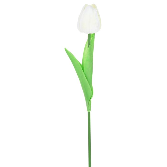 Silicone Tulips Artificial Flowers 34 Cm Decorative Plants for Vase 5 Pcs - White