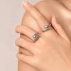 Vintage Thai silver European ring women's open water drop imitation moonstone popular national jewelry