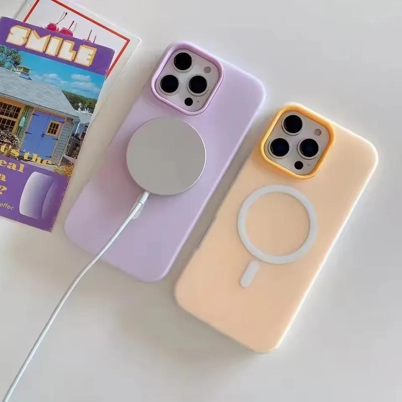 Luxury 2 IN 1 Candy Color Magnetic Phone Case For Samsung S26 S25 Ultra S24 FE S23 Plus Edge For Magsafe Wireless Charge Cover