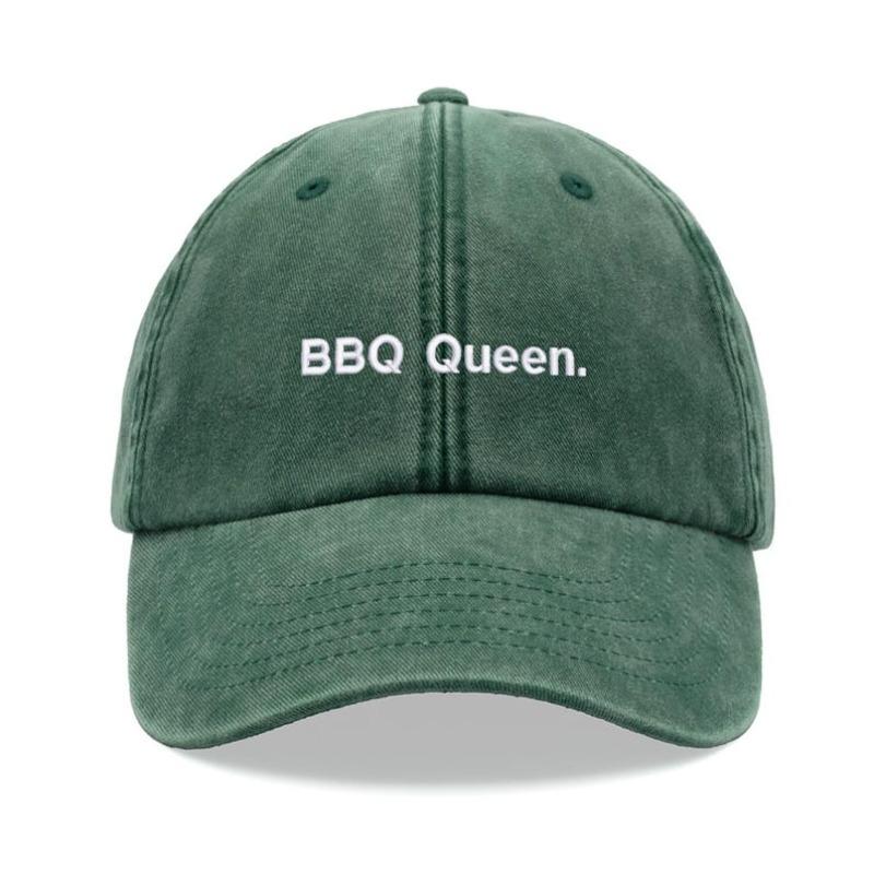 1 szt. Retro Spłowiała Czapka Baseballowa ''BBQ Queen'' dla Kobiet, Zmywalna Czapka Kierowcy do Rekreacji na Świeżym Powietrzu, odpowiednia na Imprezy, Kemping