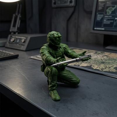 3D Printed Soldier Pen Pencil Holder Stand for Desk, Pen Display Stand, Creative Pencil Holder, Military Decorations for Home Office