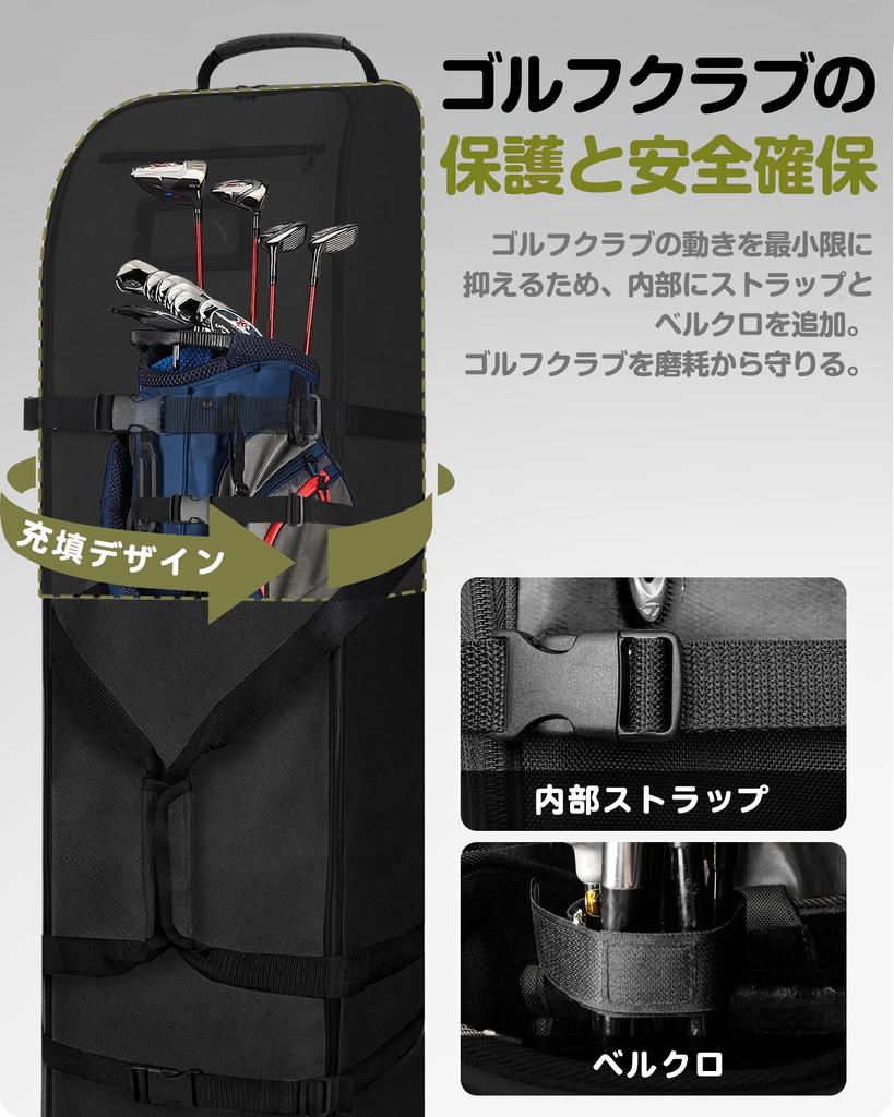 OutdoorMaster Golf Travel Bag Padded 900D Oxford Fabric Waterproof Water Repellent Golf Travel Case Soft Side Golf Club Bag with Reinforced Wheels