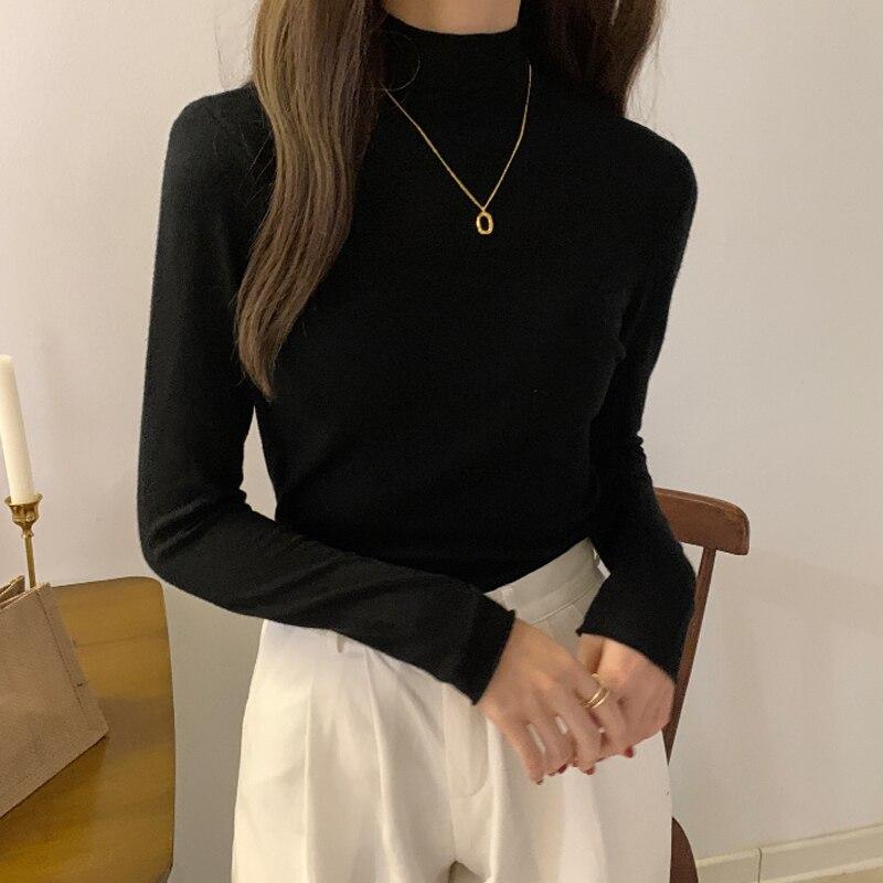 Pullover Knitted Sweater Women Casual Long Sleeve Turtleneck Sweater Y2k Winter Bottoming Female Clothing Pull Femme 24048