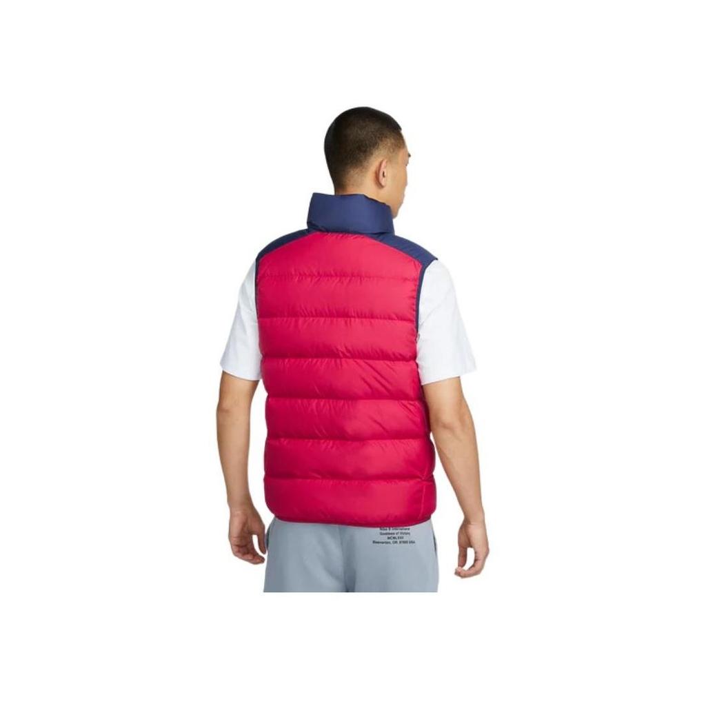 Nike Color-Block Stand Collar Zip-Up Down Vest With Logo Print Men Outerwear Red DV0757-410