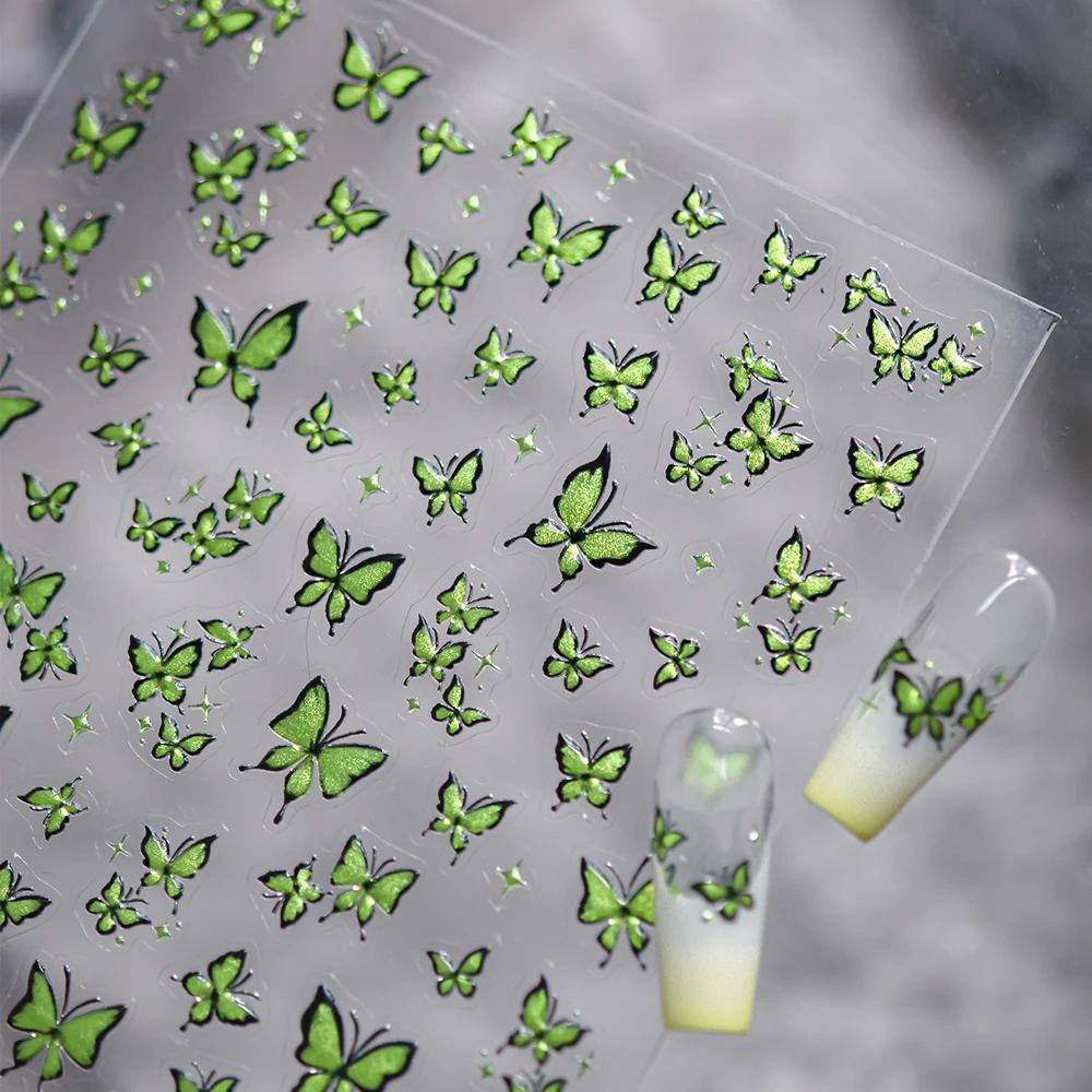 Punk Irregular Lines Metal Silver Stripe Lines Rhinestone 5D Nail Art Sticker Self Adhesive Decoration Manicure Decal DIY