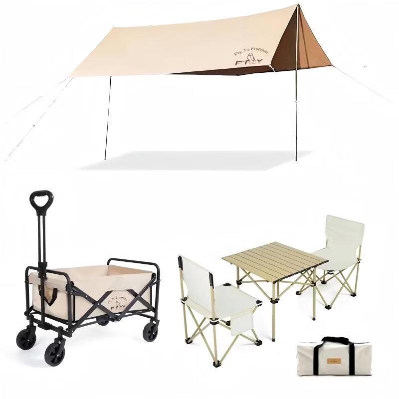 

FTLY Camping Canopy Set with Table, Chairs & Cart