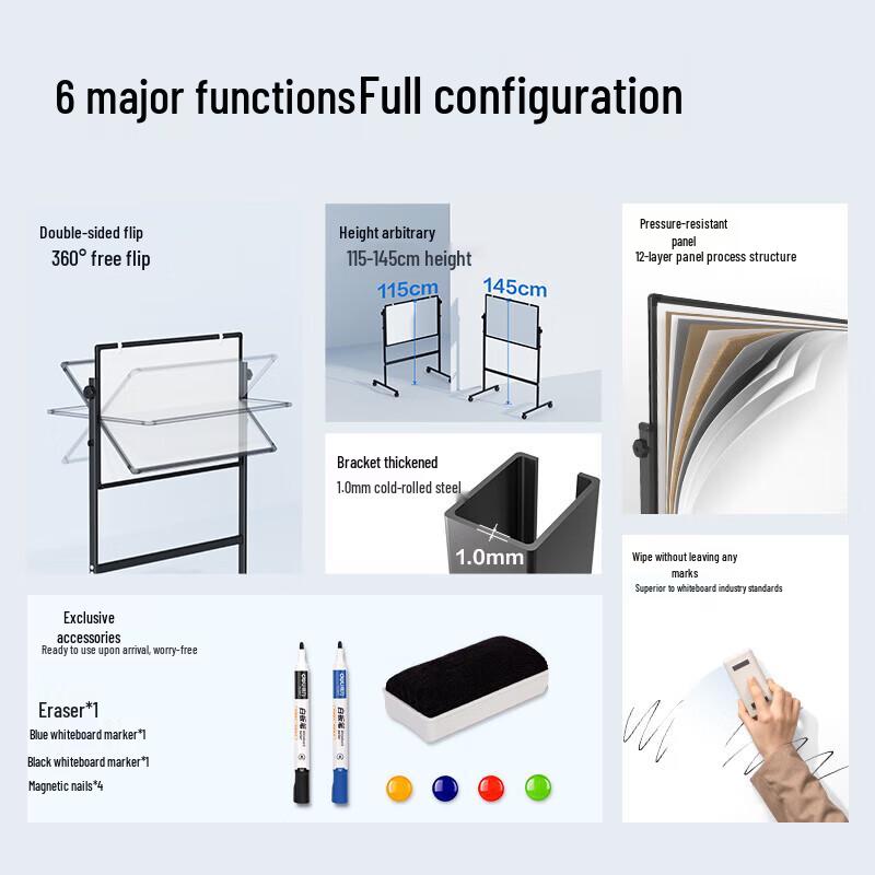 Deli H-Type Magnetic Whiteboard with Adjustable Mobile Stand