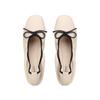 High-end Cowhide Version~ Xiaoxiangfeng Bow Light Mouth Flat-soled Single Shoes Female Soft-soled Fairy Wind Round Head Ballet Shoes