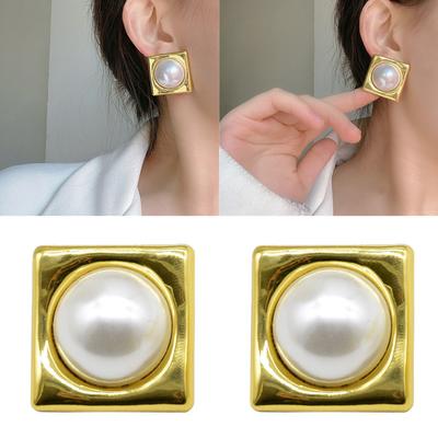Modern Vintage With These Geometric Square Pearls Earrings Elegant and Versatile Jewelry for Fashionable Women