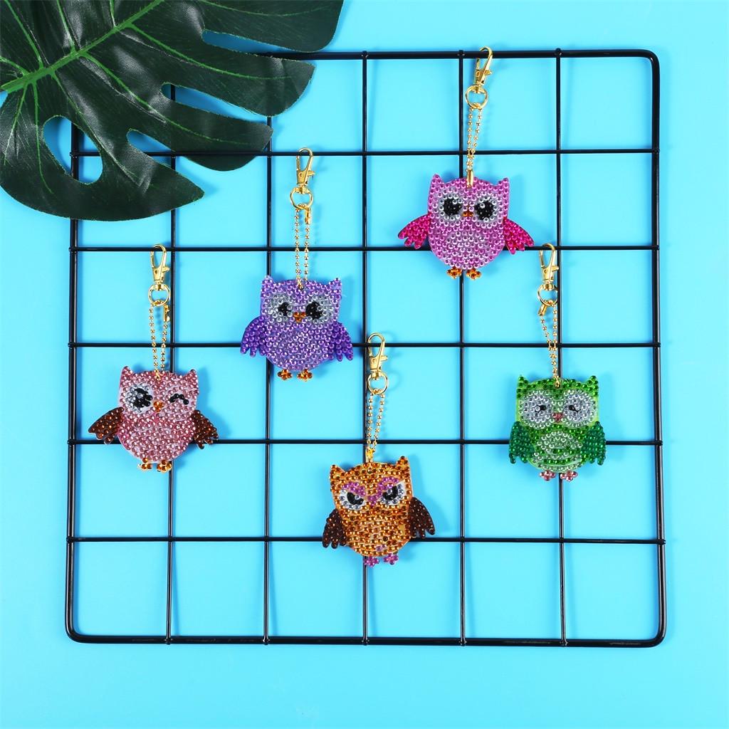 

5Pcs 5D Cartoon Keyrings DIY Painting Full Diamond Drill Need