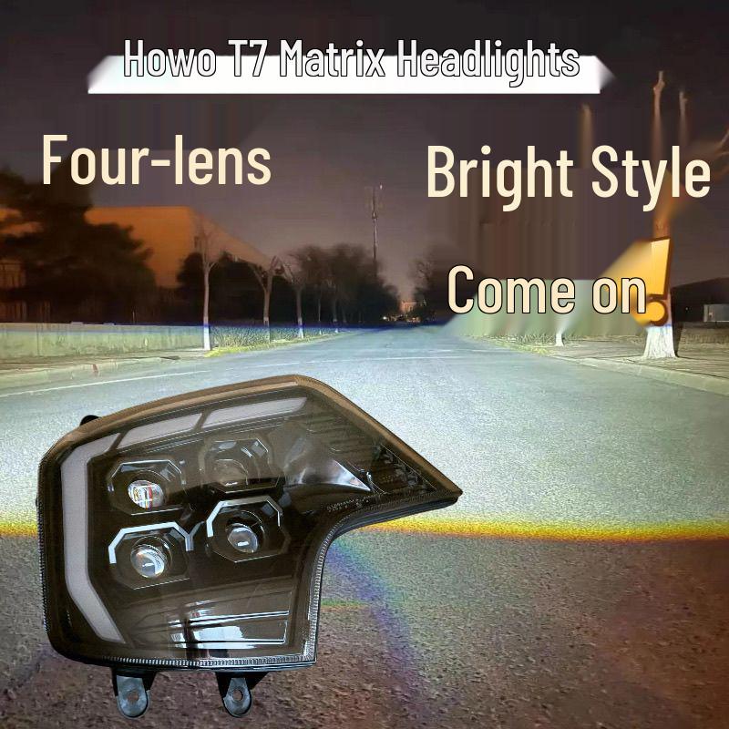 Compatible with Sinotruk Howo T7H headlight assembly, T5GTX front combo lamp, four-lens laser headlight. Four-Lens Laser Left