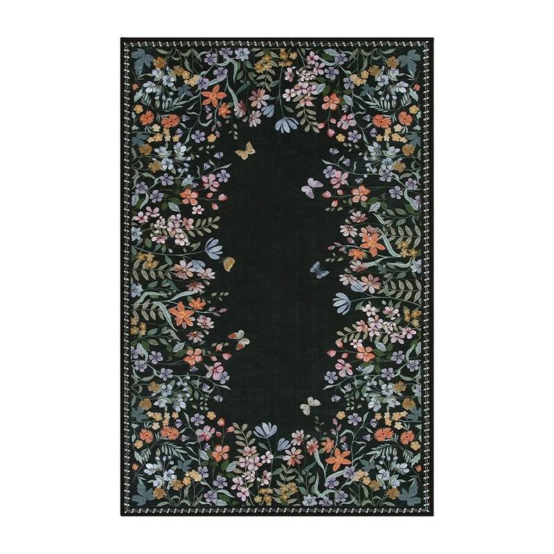 Living Room Carpet Floral Pattern Machine Washable Easy To Fold Rug Bedroom Bedside Mat Large Area Home Decoration Floor Mats
