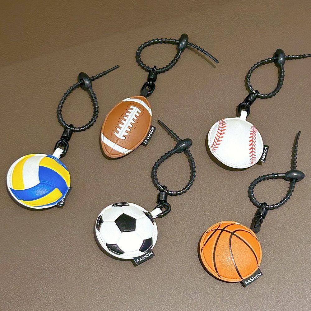 Volleyball Rugby Football Pendant Basketball Car Key Ring Fashion Ball Leather Keychain  Gift