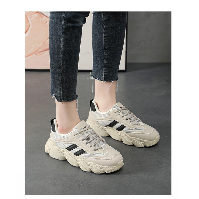 Thick Bottom New Height Increasing White Casual Sports Spring and Autumn Round Head Versatile Sports Shoes