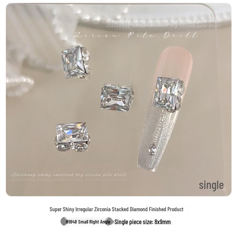 White Cubic Zirconia Stacked Rhinestone Manicure Ornaments - Handmade Sparkling Rhinestone Balls & Dove Egg Decorations