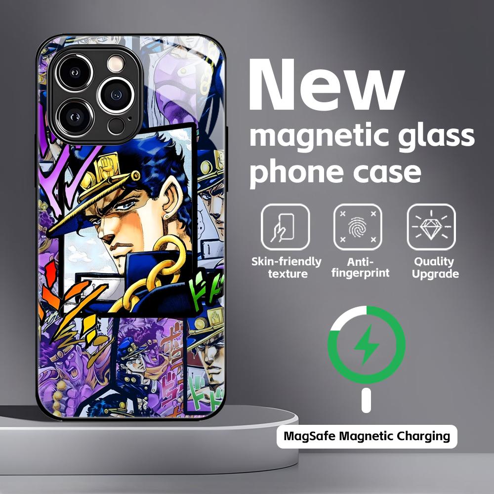 

HOT JOJO Steel Ball Run Phone Case For iPhone17 16 15 14 13 12 11 X XR XS 8 Plus Mini Pro Max Glass Magnetic Case iPhone 14