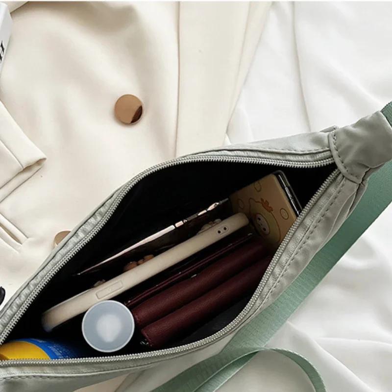 Geantă de piept de culoare solidă pentru femei, de călătorie de capacitate mare, cu centură pentru femei, cu jumătate de lună, rochie de stradă zilnice