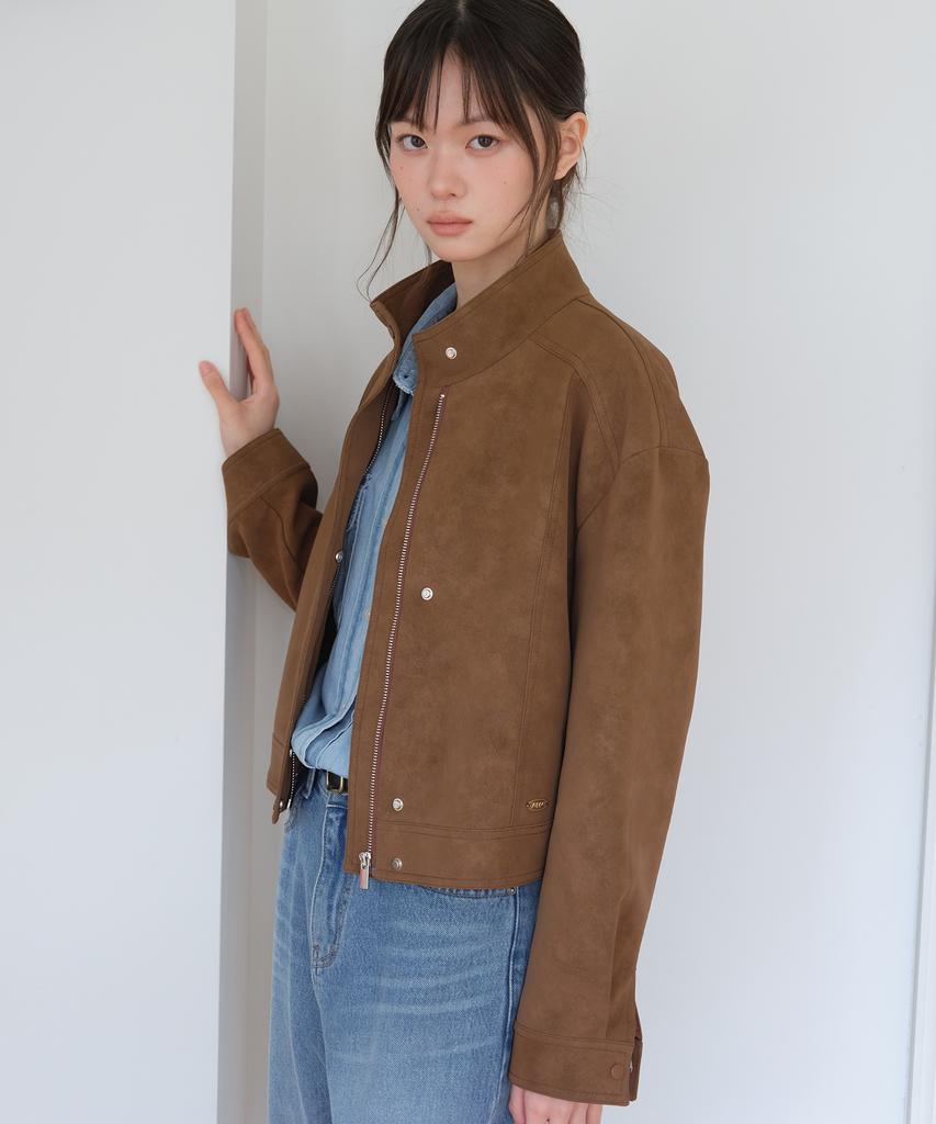 Yuppe Suede Blouson Jacket_Brown
