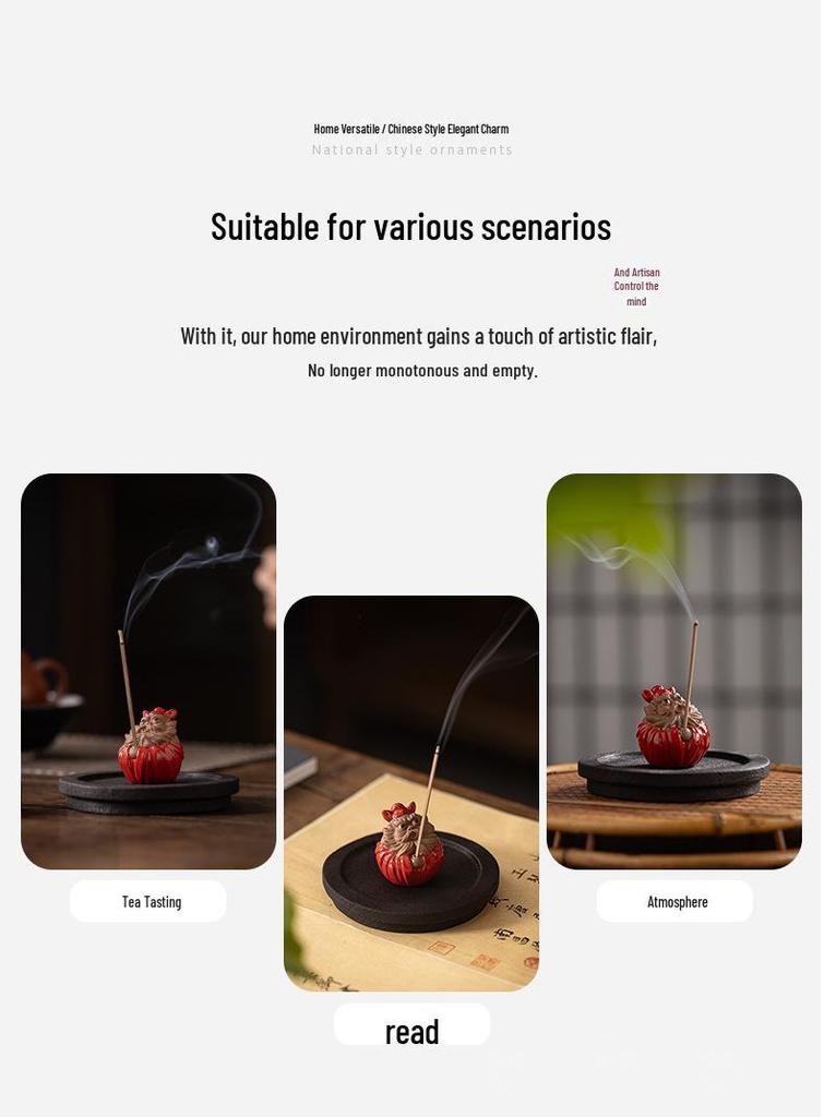 Zhong Kui Ceramic Incense Burner and Holder for Indoor Use - Tea Table Ornament