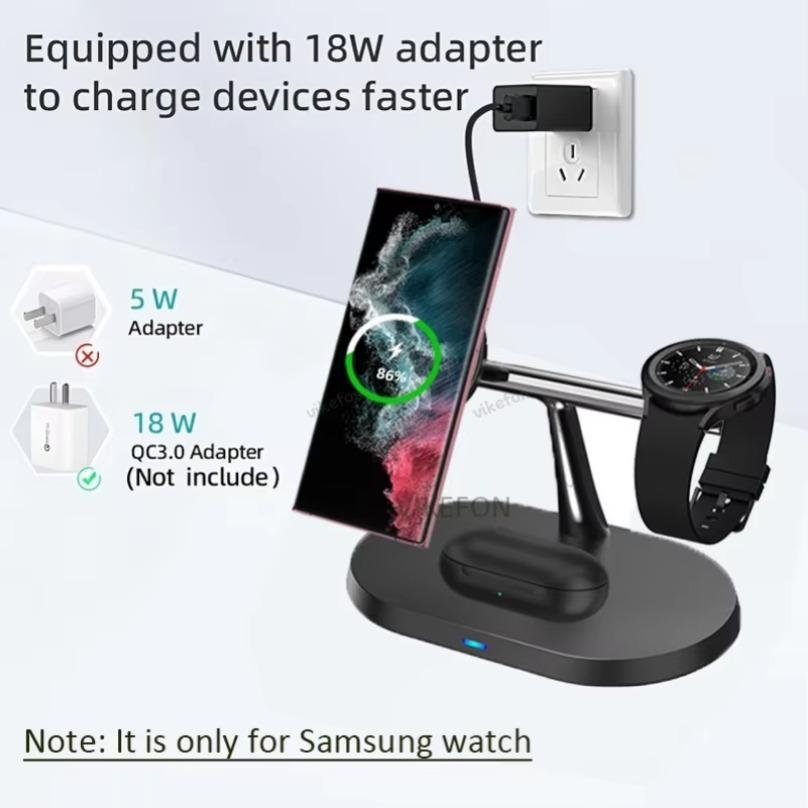 3 in 1 30W Magnetic Wireless Charger Super Fast Charging Station For Samsung Galaxy S25 S24 Watch 7 6 5 4 3 2 Active 1 2 Earbuds