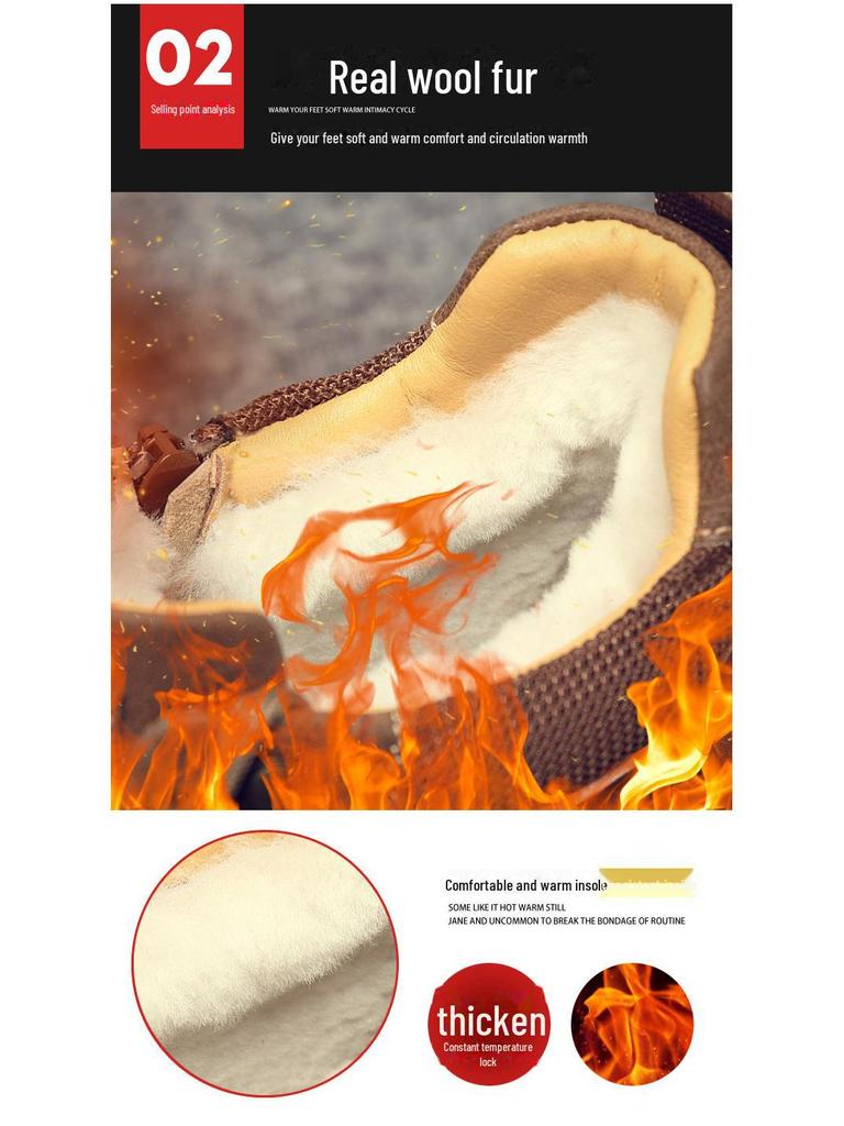 Men's Cotton and Wool Snow Boots - Non-Slip, Thickened, Warm Outdoor Winter Shoes