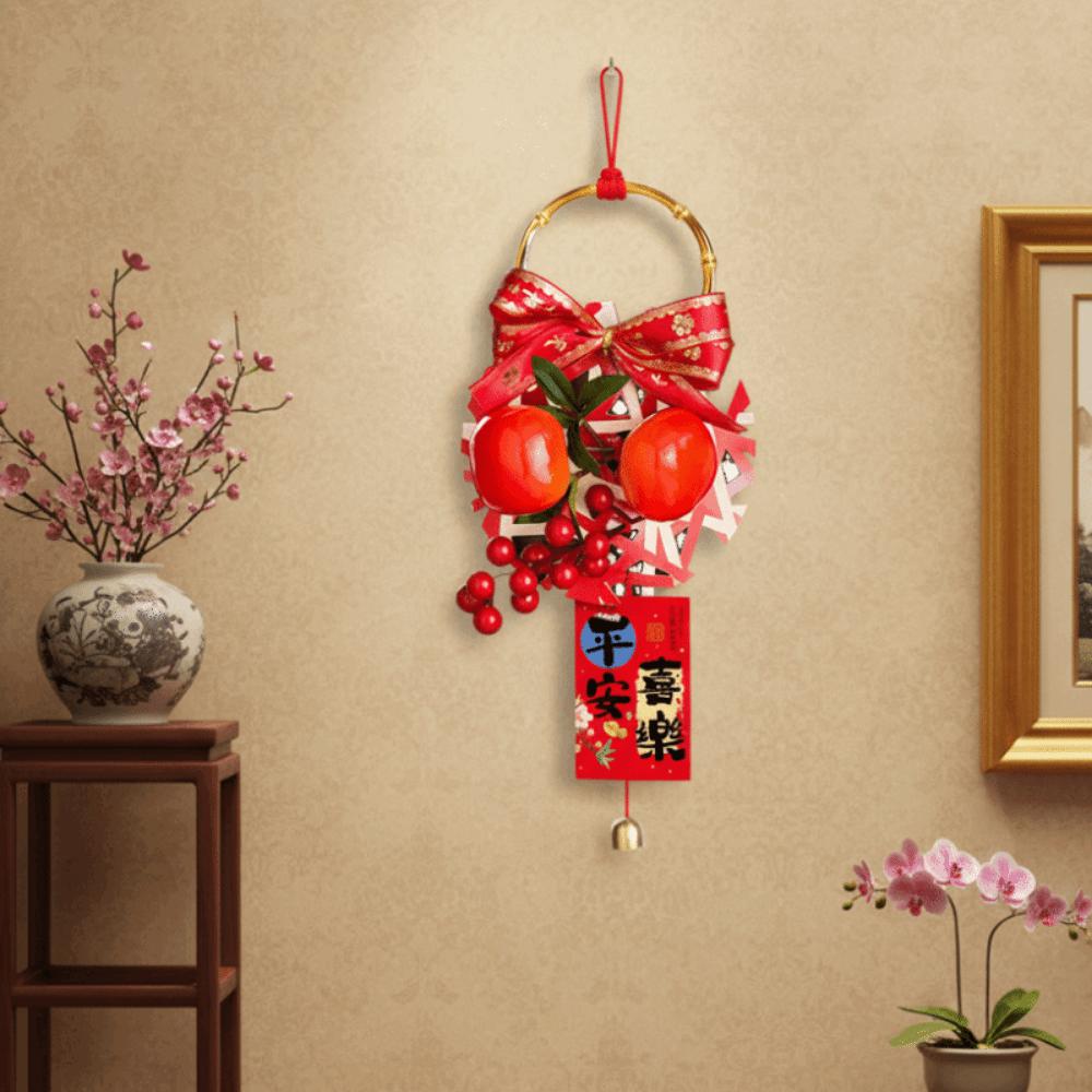 Traditional New Year Decorations Handcrafted Exquisite Bamboo Ring Pendants with Bell Door Handle Decorations Scene Decoration