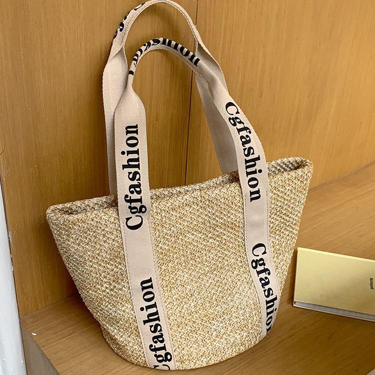 Bolsos de paja tejidos de verano para mujer, portátiles, sencillos, informales, de gran capacidad