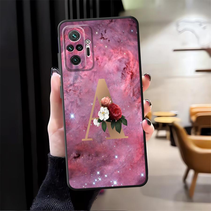 Case for Xiaomi Redmi Note 14 13 Pro Plus 9 8 7 12 11 14C K80 12C 13C A4 A5 A3 A1 10 Phone Cover A1 A2 K40 Flower Name Letter A