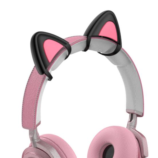1 Pair Headphone Cat Ear Cute Universal Bluetooth-compatible Headset Silicone Kitty Ear Decoration Headphone Accessories