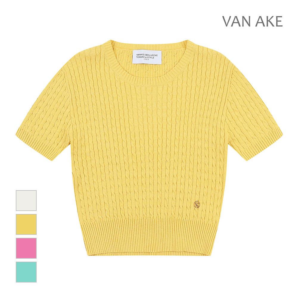 VANAKE Small Cable Knit Short Sleeve Knit_Vb36Ktuv01Z