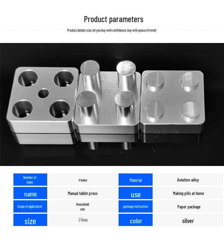 Ręczna prasa do tabletek do medycyny chińskiej i zachodniej, forma na proszek Sanqi, 10 mm