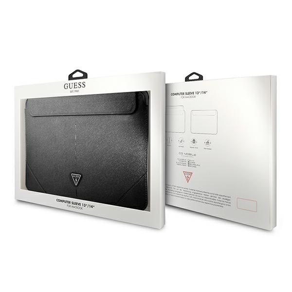 Guess Gucs14Psatlk 14 Case - Black Saffiano Triangle Logo