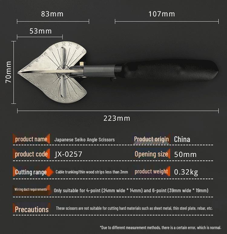 Kyoto Precision Angle Wire Duct Scissors - 45°/90° Flanging Pliers, Snap Strip Cutter for Woodworking & Electricians