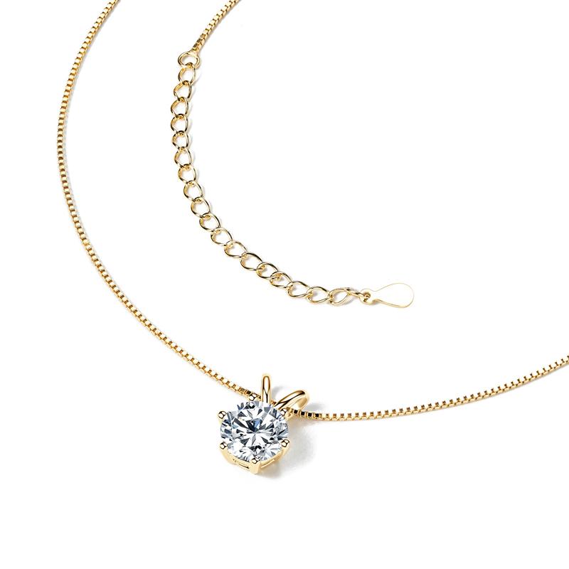 Classic 0.5CT-5CT D Moissanite Pendant Necklace Adjustable Chain 925 Silver for Women with 2CT 3CT 4CT Lab Diamond