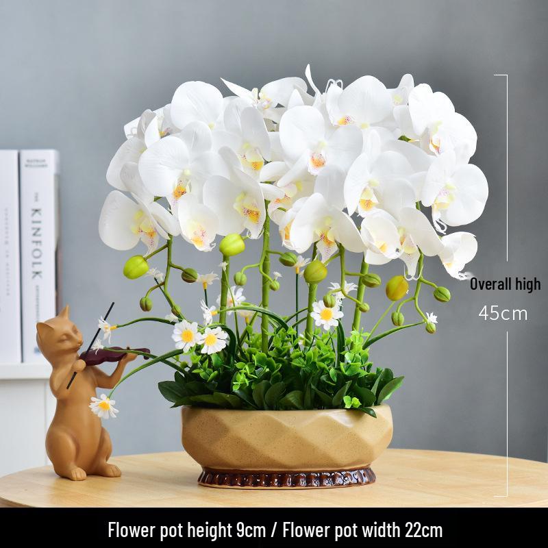Artificial Phalaenopsis Flower Set: Indoor TV Cabinet Decor