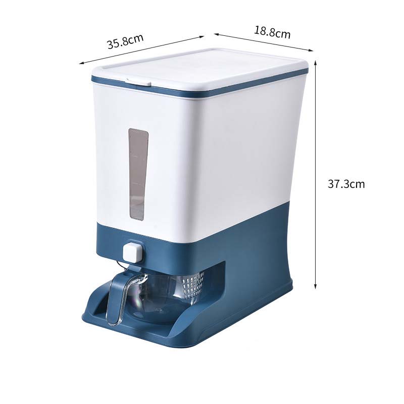 Бытовое ведро для риса с автоматическим извлечением защищенное от насекомых влагонепроницаемое герметичное для хранения зерна емкость для риса 10 кг контейнер для хранения хлопьев диспенсер для еды синий 2693₽