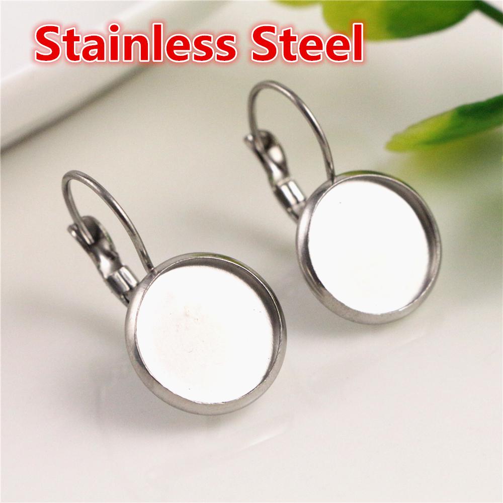 8-20mm 10pcs Classic Colors Plated French Lever Back Earrings Base,Fit 8-20mm Glass cabochons Earring Blank Supplies for Jewelry