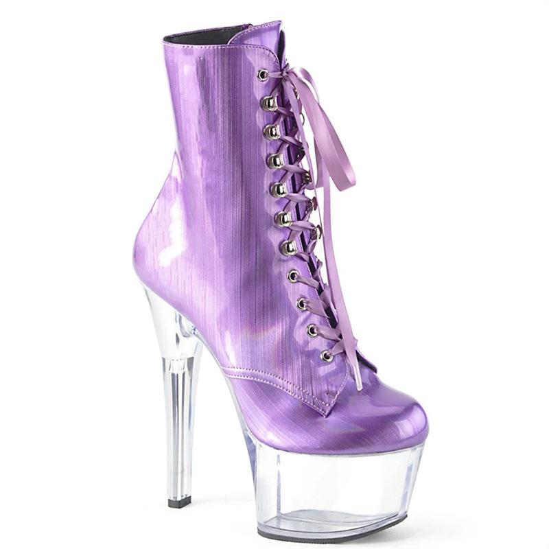 17Cm Super High Heel Short Boots Low Boots Platform Performance Transparent Skinny Legs High Women's Fashion Boots