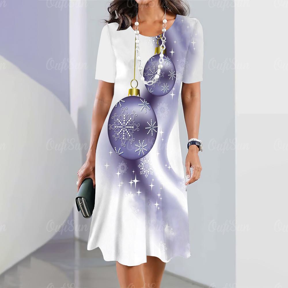 New Women's Dress Retro Dress Starlight Print Casual Short Sleeve Fashion Women's Plus Size 2K Clothing