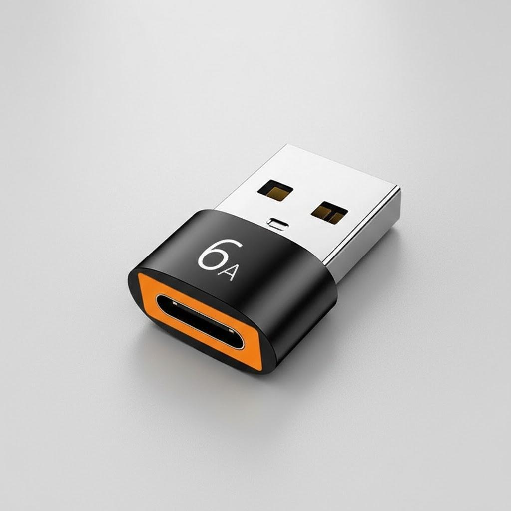 

6A USB 3 0 to Type C OTG Adapter Aluminum Alloy Converter for PD Charging Laptops Smartphones срібний