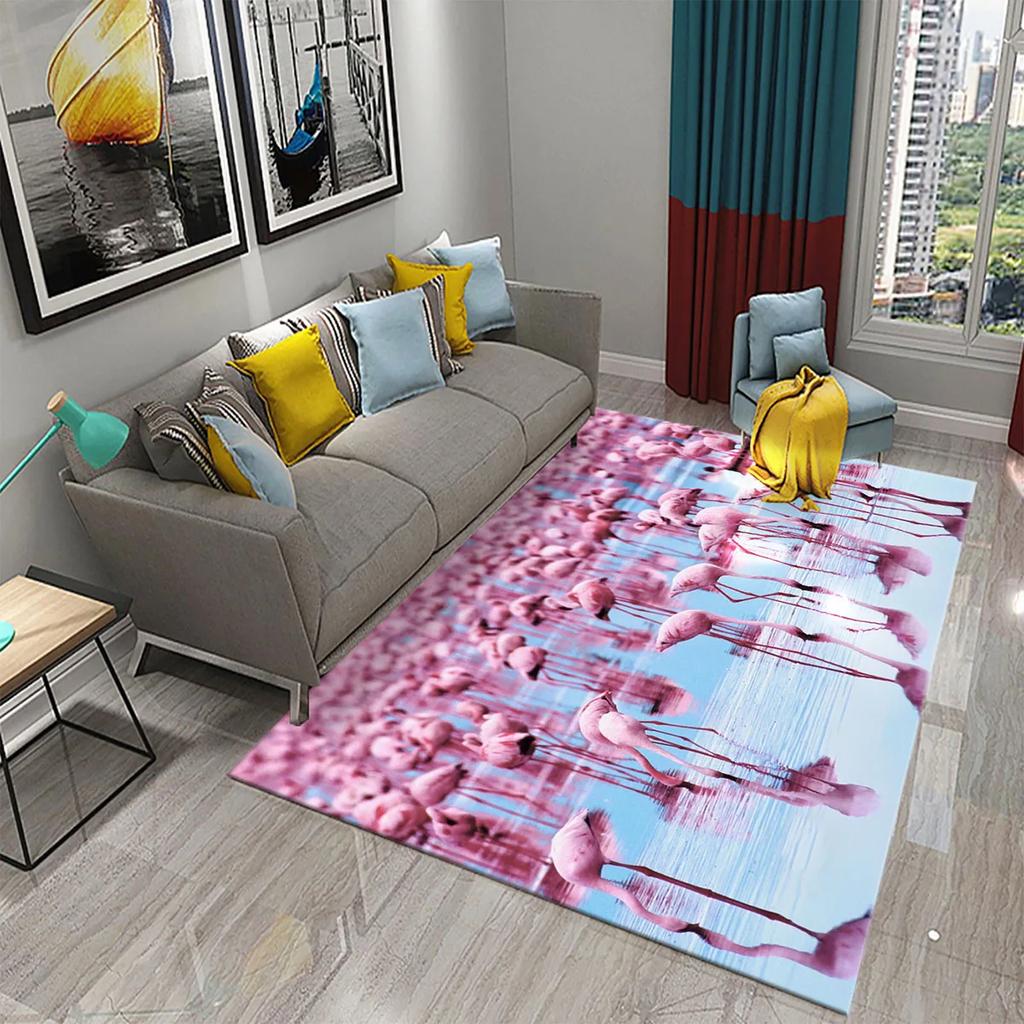Cute Flamingo Carpet Romantic Animal Rugs Bedroom Living Room Decor Mat Doormat Soft Kitchen Non-slip Hallway Floor Area Rugs