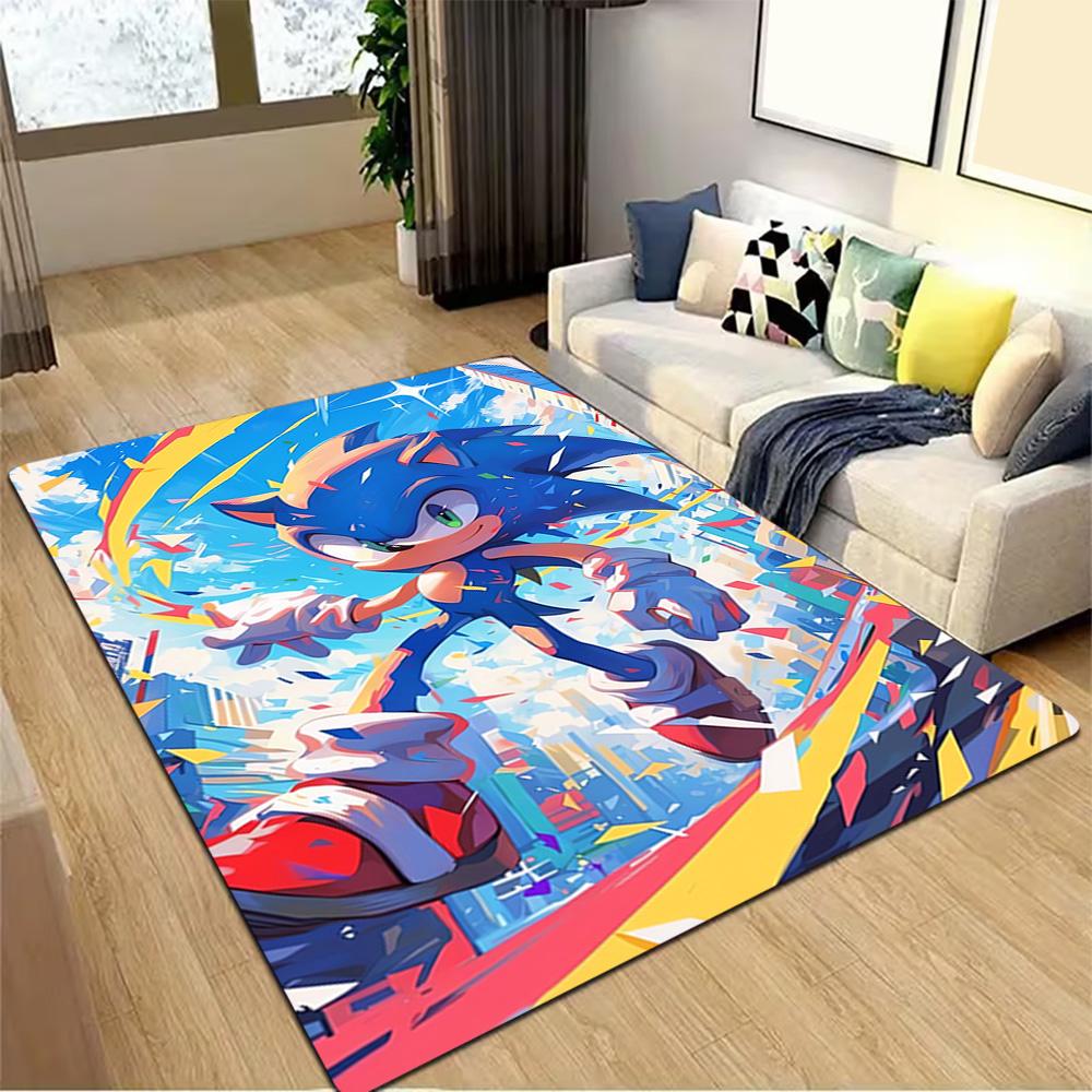 Sonic The Hedgehog Poster Decoration,Carpet,Living Room,Bedroom, Non-slip,Square rug