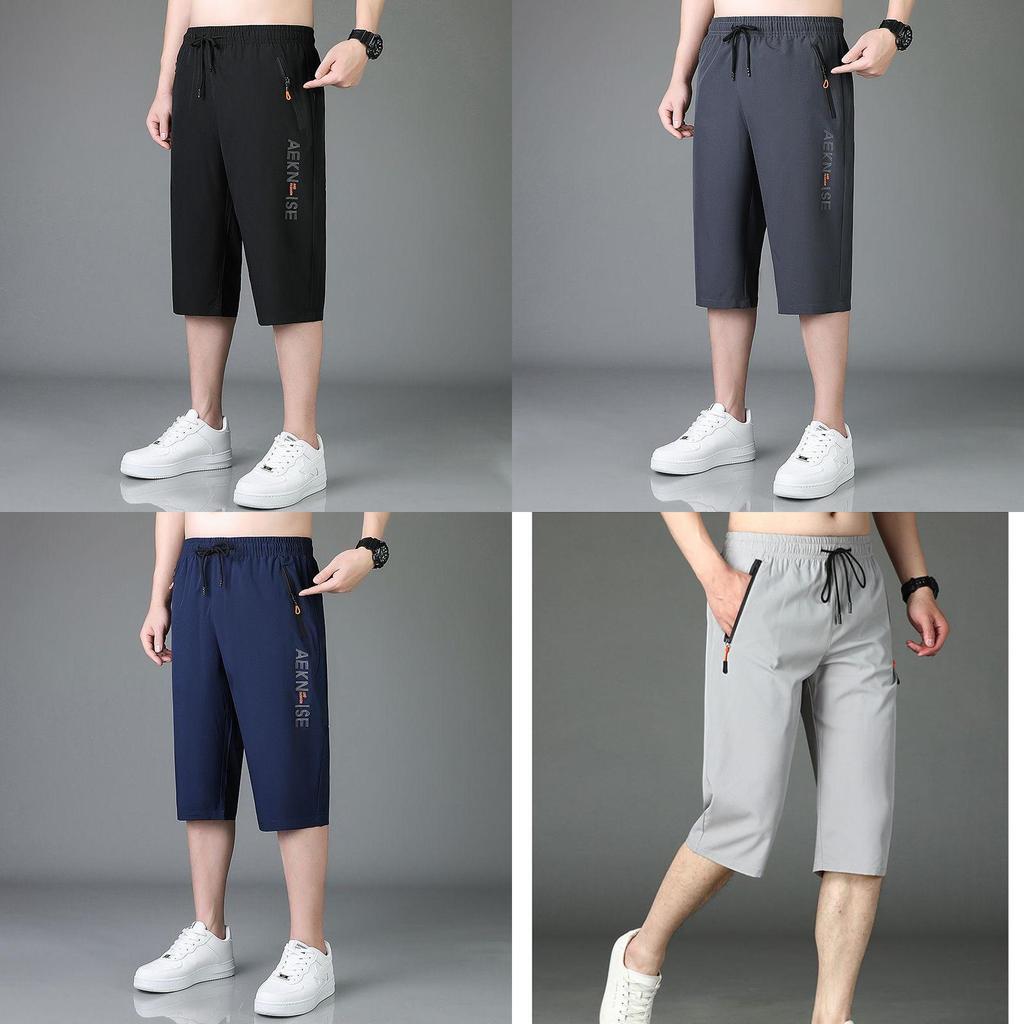 Mens Summer Ice Silk Shorts With Drawstring Waist For Casual Beach Wear