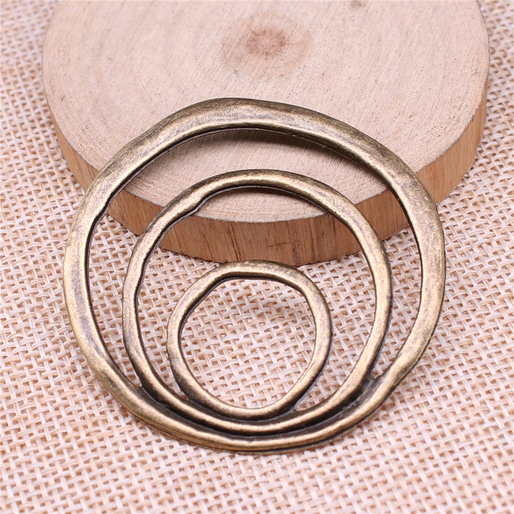 1Pcs 3-Layer Circle Charms Earrings Charms Antique Bronze Color 49X51mm