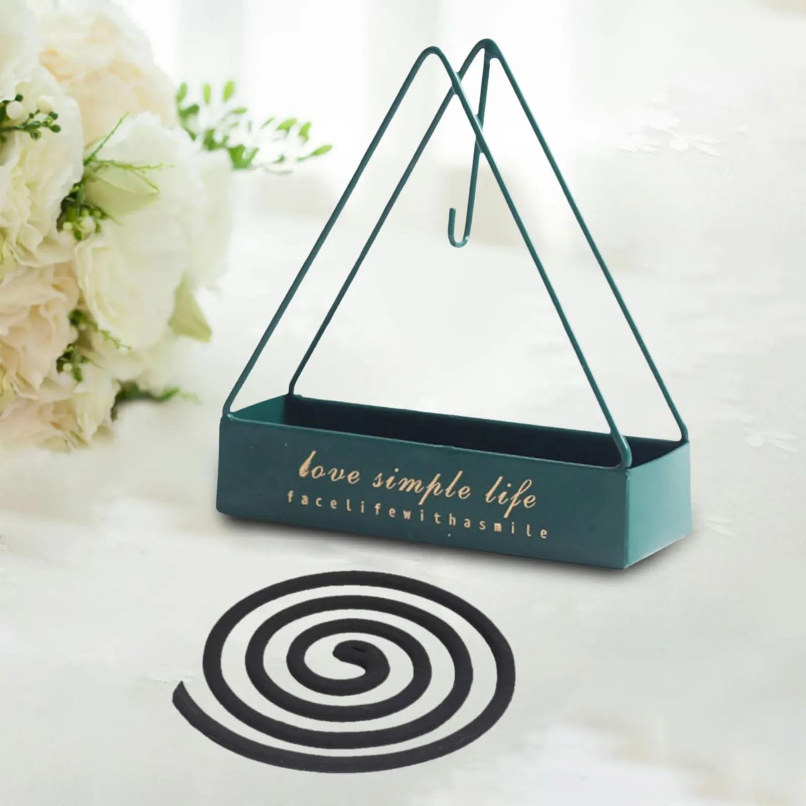 

Креативный держатель для спирали от комаров с защитой от ожогов и подносом, кованое железо, треугольная форма, подставка для благовоний от комаров, домашние инструменты зелёный