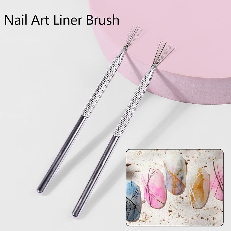 7pin Stripe Nail Art Liner Štětec 3D Tipy Manikúra Pero na kreslení ultratenkých čar UV gelové štětce Nástroje pro malování