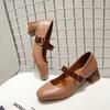Women's High-heeled Single Shoes Spring and Summer New Thick Heel Large Size Light Mouth Low-top Shoes Simple Four-season Shoes